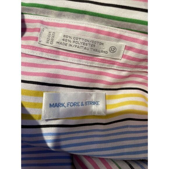 Mark, Fore & Strike Vertical Stripe Top Womens 12 Buttons Long Sleeve Multicolor - Picture 4 of 6